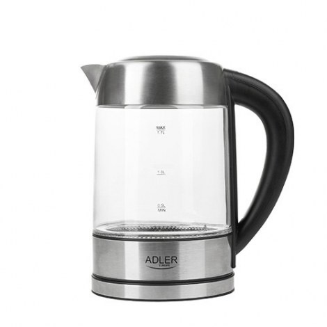 Adler | Kettle | AD 1247 NEW | With electronic control | 1850 - 2200 W | 1.7 L | Stainless steel, glass | 360° rotational base | - 5